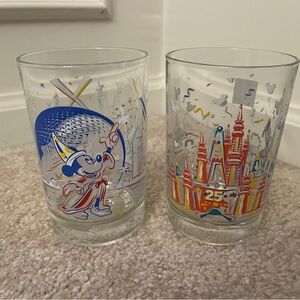 Set of 2 vintage McDonald’s Walt Disney World 25th anniversary glasses